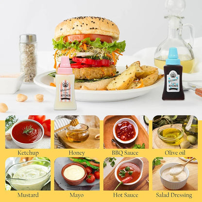 Mini Condiment Squeeze Bottles – Portable Sauce Containers for Lunch Boxes