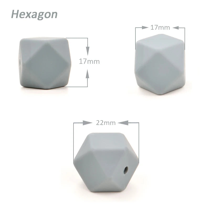 Silicone Hexagon Beads 10pcs Food Grade DIY Jewelry Making