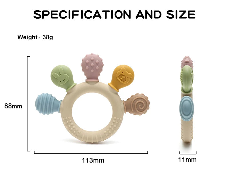 Silicone Baby Ring Teether Sensory Chew Toy for Infants