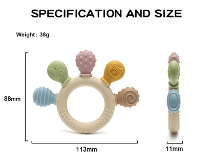 Silicone Baby Ring Teether Sensory Chew Toy for Infants