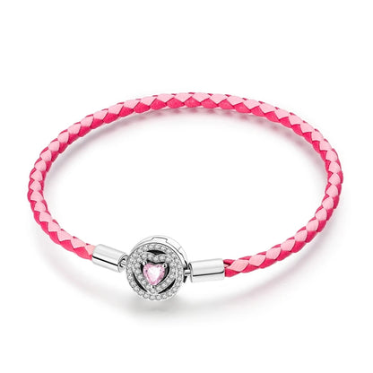 925 Sterling Silver Heart Bracelet with Zircon Accent