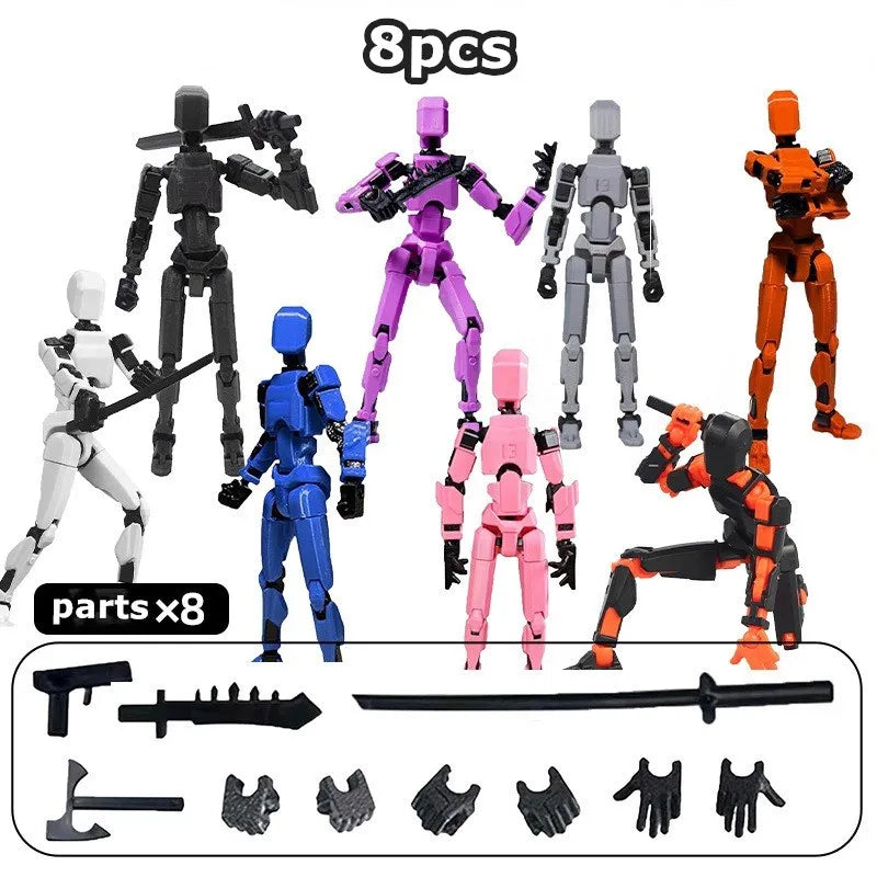 T13 Multi-Joint Robot Action Figure with Dog – 14cm Poseable Model
