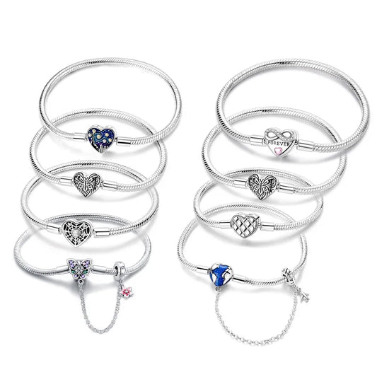 925 Sterling Silver Heart Bracelet with Zircon Accent