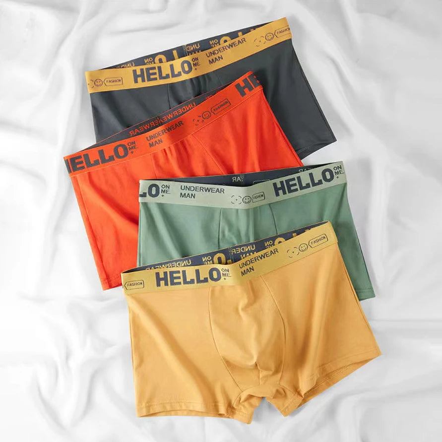 Men's Cotton Boxer Shorts 4PCS Breathable Printed Underwear