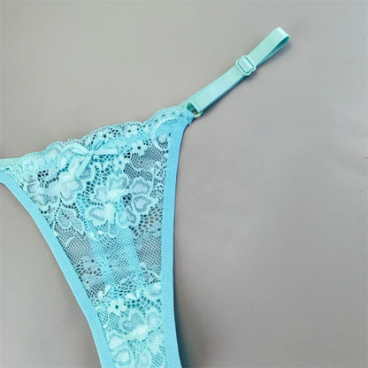 Women's Lace Thong Panties 3PCS Adjustable Low Rise Set