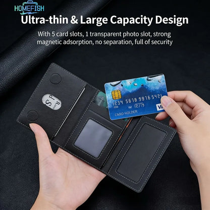Mag Safe Card Holder PU Leather Magnetic Trifold Wallet