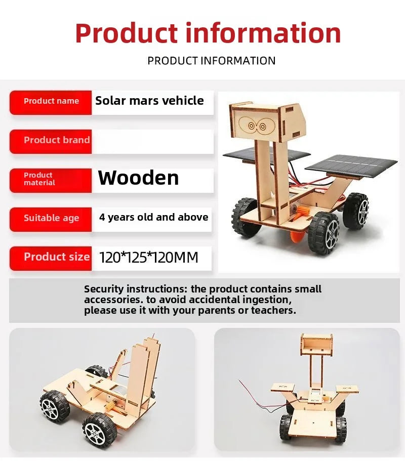 Solar Car STEM Kit – DIY Wooden Educational Model