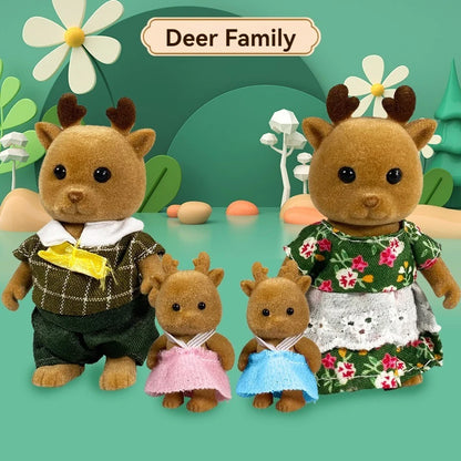 Forest Animal Dollhouse Accessories Mini Animal Family Set