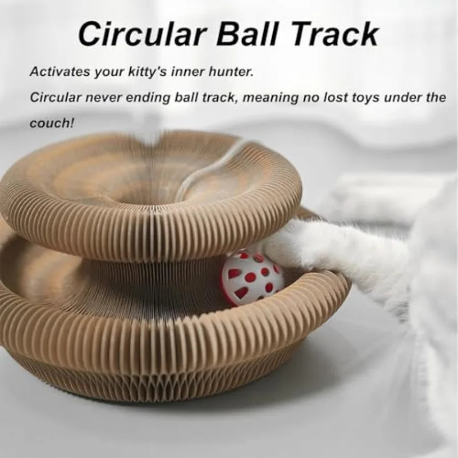 Cat Scratcher Toy – Foldable Accordion Scratch Board with Ball