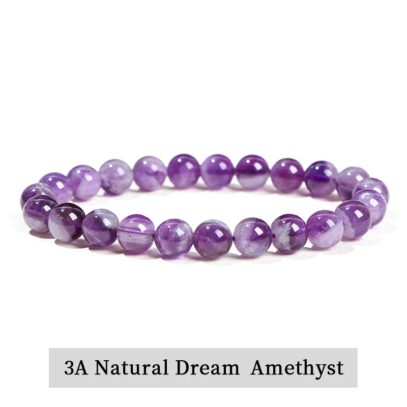 Natural Stone Bead Bracelet – Crystal Gemstone Stretch Bracelet