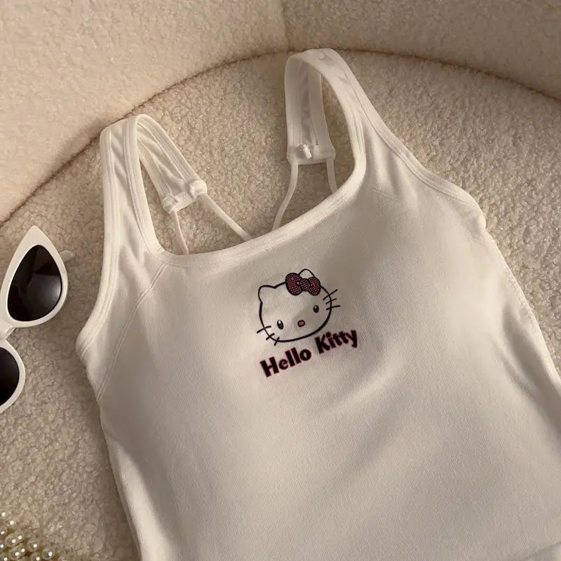 Hello Kitty Printed Tank Top – Cute Summer Cami with Built-In Padding