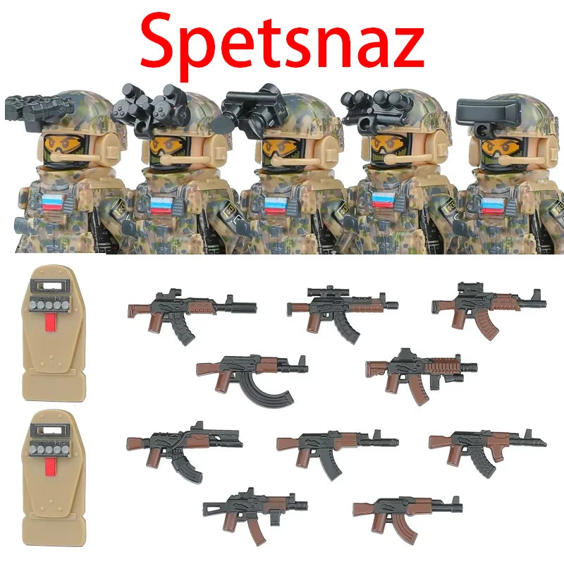 Military Soldier Building Blocks Mini Figure Set with Accessories
