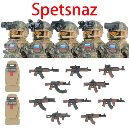 Military Soldier Building Blocks Mini Figure Set with Accessories