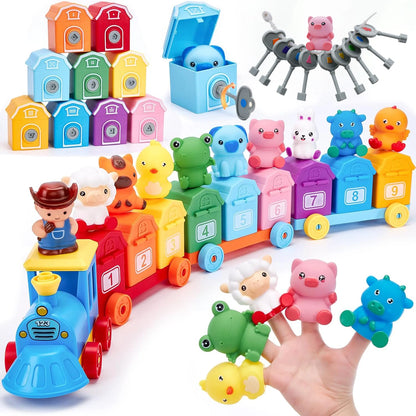 Montessori Farm Train Counting & Sorting Learning Toy Set