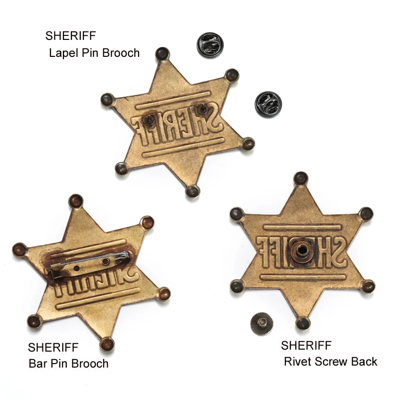 Sheriff Badge Brooch Metal Deputy Star Costume Pin