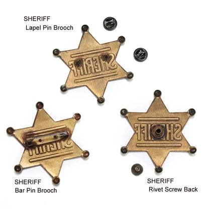 Sheriff Badge Brooch Metal Deputy Star Costume Pin