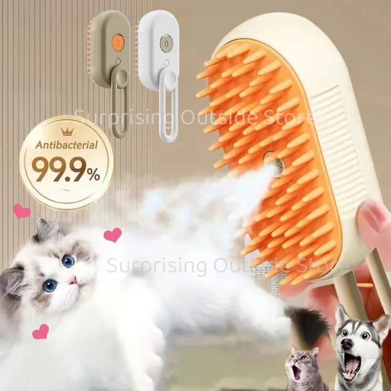 Cat Steam Grooming Brush 3-in-1 Pet Hair Removal Comb