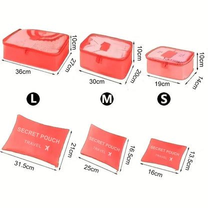Travel Storage Bags 6 Piece Waterproof Packing Cubes Set