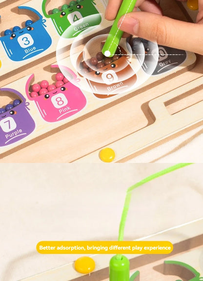 Wooden Magnetic Color Number Maze with Drawing Board