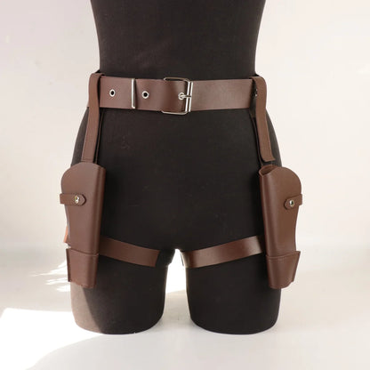 Adjustable Leg Holster and Belt Set For Party Halloween Cosplay Accessory Cowboy Costume for Women And Men(Gun not included)