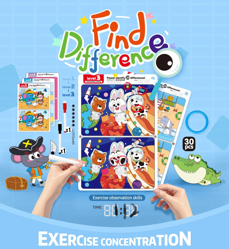 Find the Difference Game Concentration Training Puzzle Set