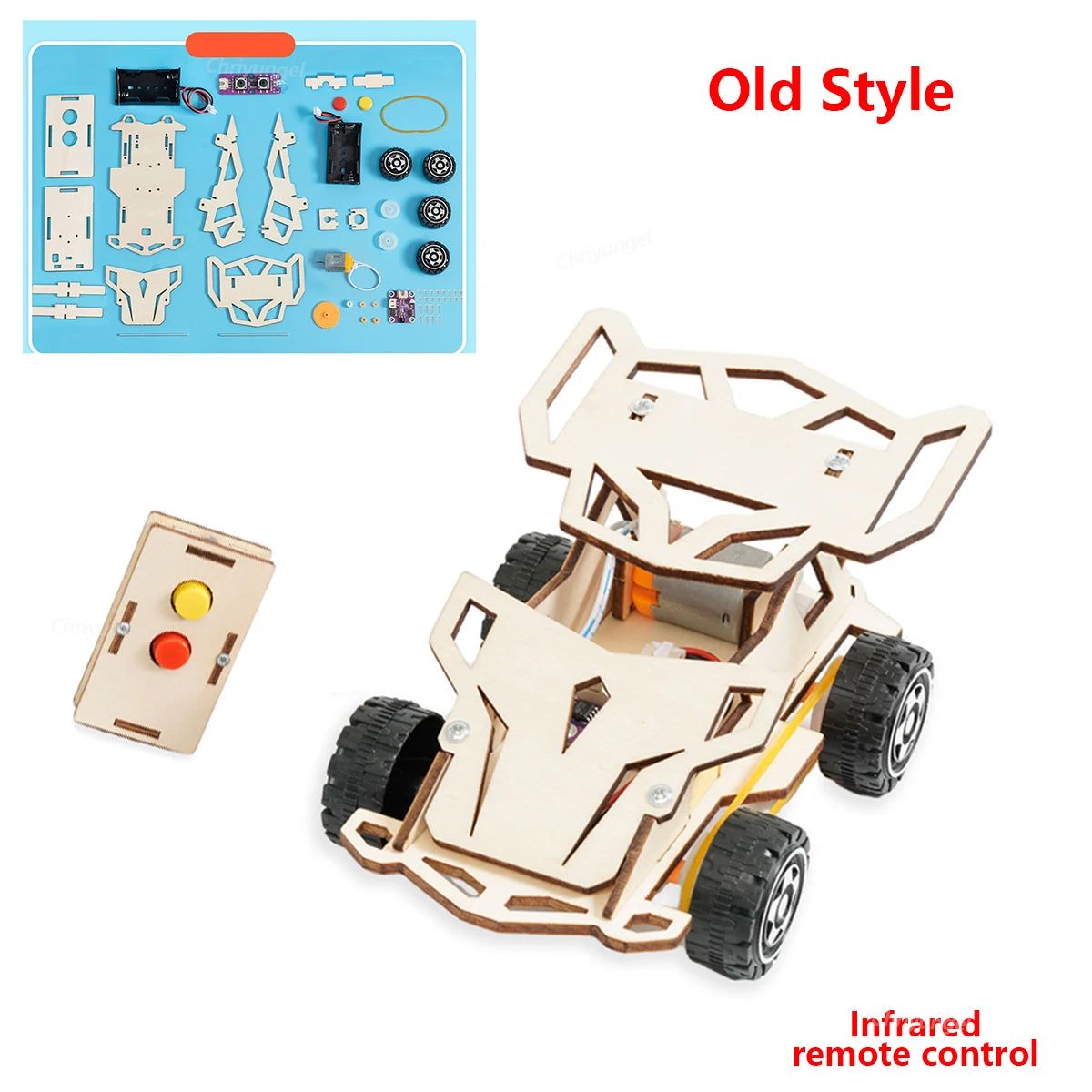 DIY Wooden Remote Control Car STEM Four Wheel Drive Assembly Kit