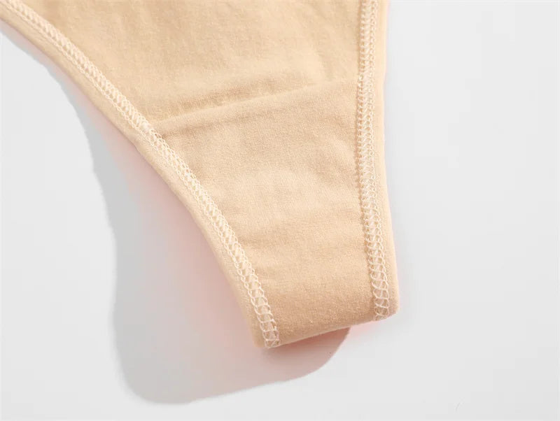 Women's Cotton Thong Panties 4PCS Seamless Low Rise Set