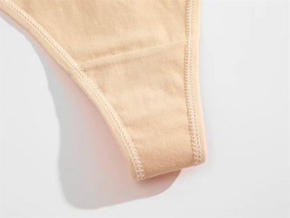 Women's Cotton Thong Panties 4PCS Seamless Low Rise Set