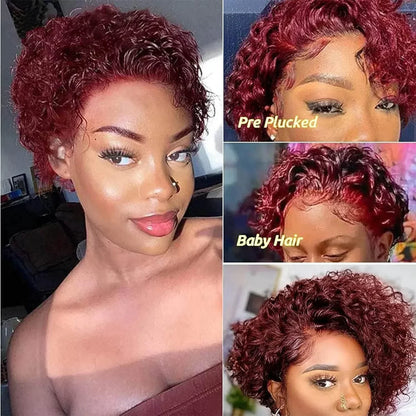 Curly Pixie Cut Human Hair Wig 13x1 HD Lace Front