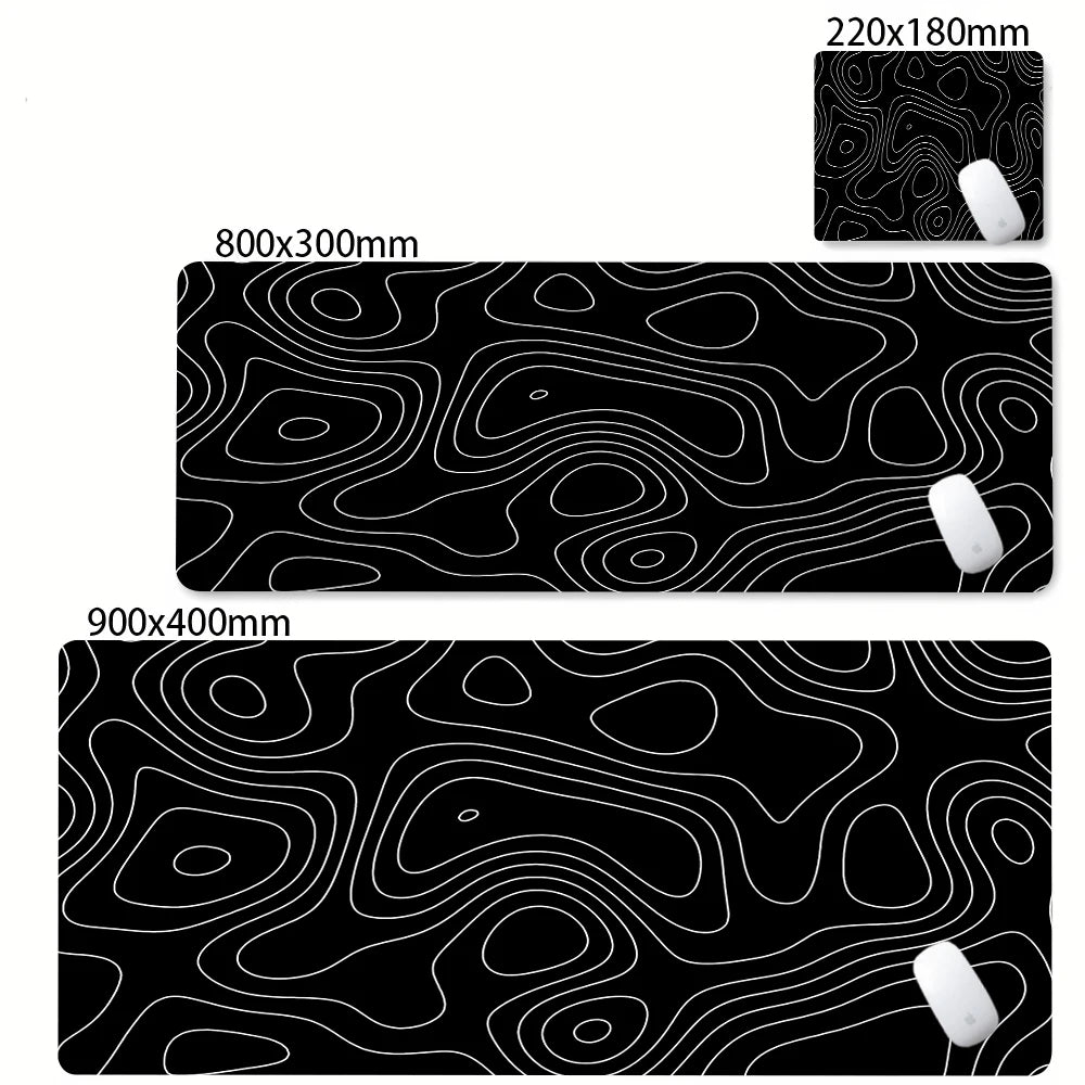 XXL Black & White Desk Mat – Abstract Liquid Gaming Mouse Pad