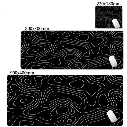 XXL Black & White Desk Mat – Abstract Liquid Gaming Mouse Pad