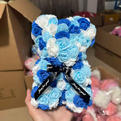 Rose Bear Gift 25cm Artificial Teddy Rose Bear with Box