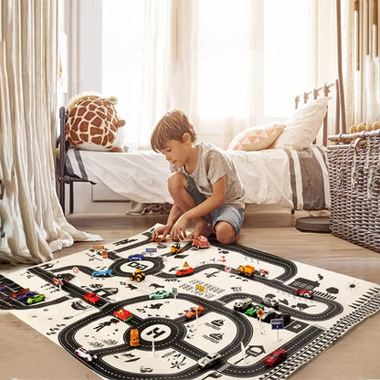 City Parking Lot Play Mat for Kids – Road Map Car Track & Educational Toy