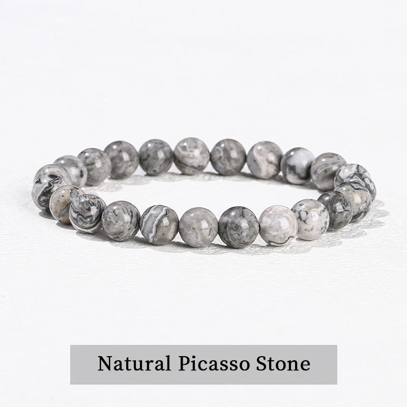 Natural Stone Bead Bracelet – Crystal Gemstone Stretch Bracelet