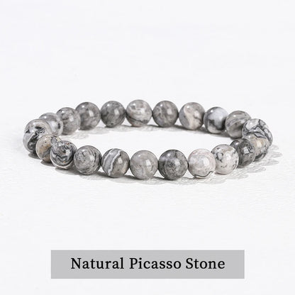 Natural Stone Bead Bracelet – Crystal Gemstone Stretch Bracelet