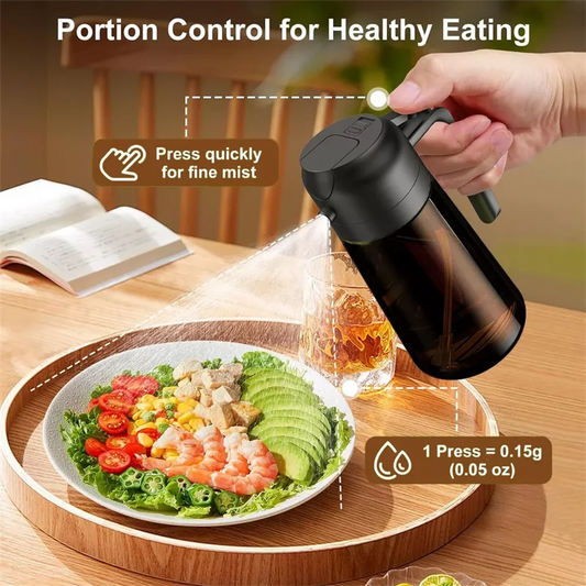 2-in-1 Oil Dispenser & Sprayer – 16oz Glass Olive Oil Bottle