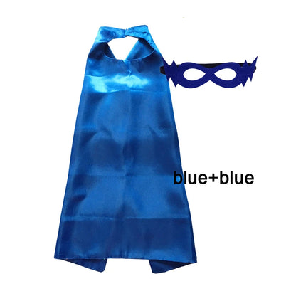 Kids Superhero Cape with Mask Reversible Satin Costume
