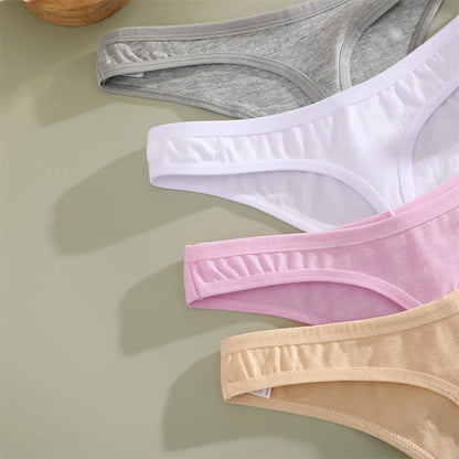 Women's Cotton Thong Panties 4PCS Seamless Low Rise Set