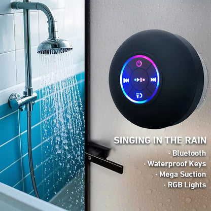 Portable Bluetooth Speaker Waterproof LED Suction Cup Shower Speaker
