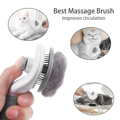 Pet Hair Removal Brush – Self-Cleaning Grooming Comb