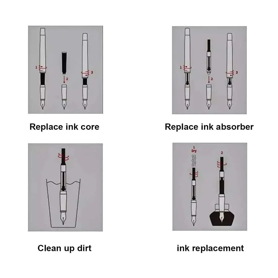 Metal Fountain Pen with Replaceable Ink Cartridges