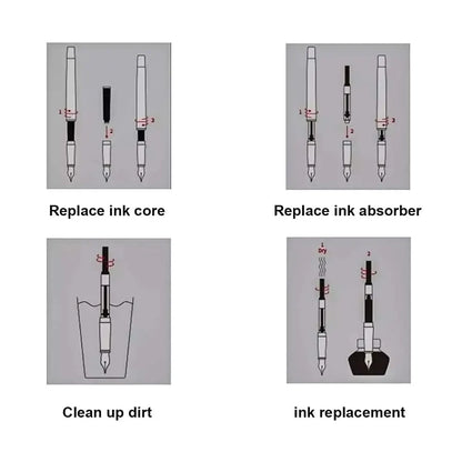 Metal Fountain Pen with Replaceable Ink Cartridges