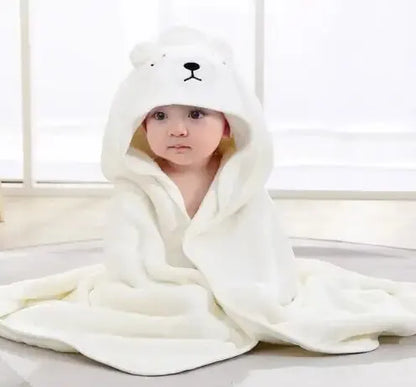 Baby Hooded Bath Towel Coral Fleece Toddler Bathrobe