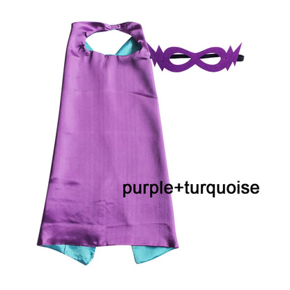 Kids Superhero Cape with Mask Reversible Satin Costume
