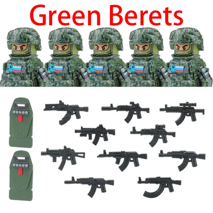 Military Soldier Building Blocks Mini Figure Set with Accessories