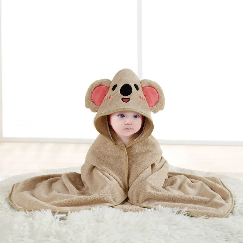 Baby Hooded Bath Towel Coral Fleece Toddler Bathrobe