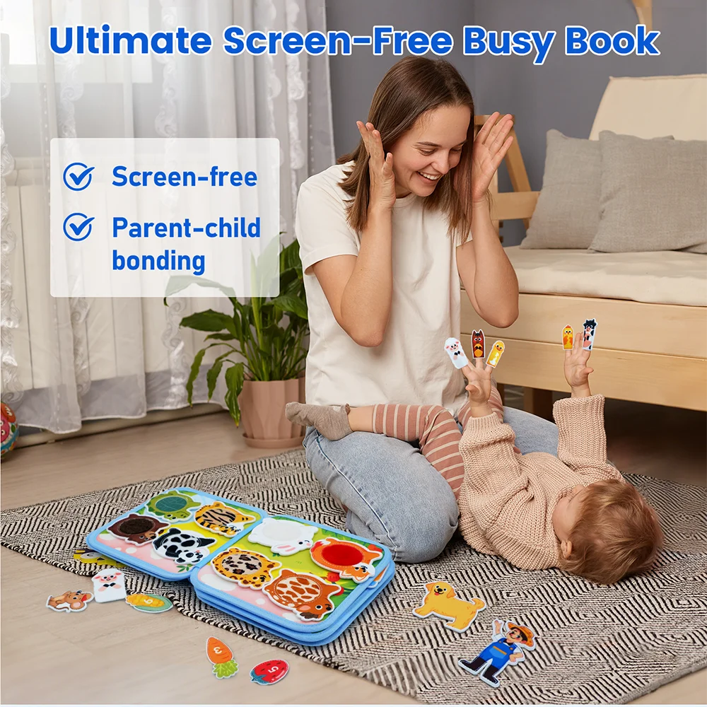 3D Farm Busy Board Montessori Felt Quiet Book for Toddlers