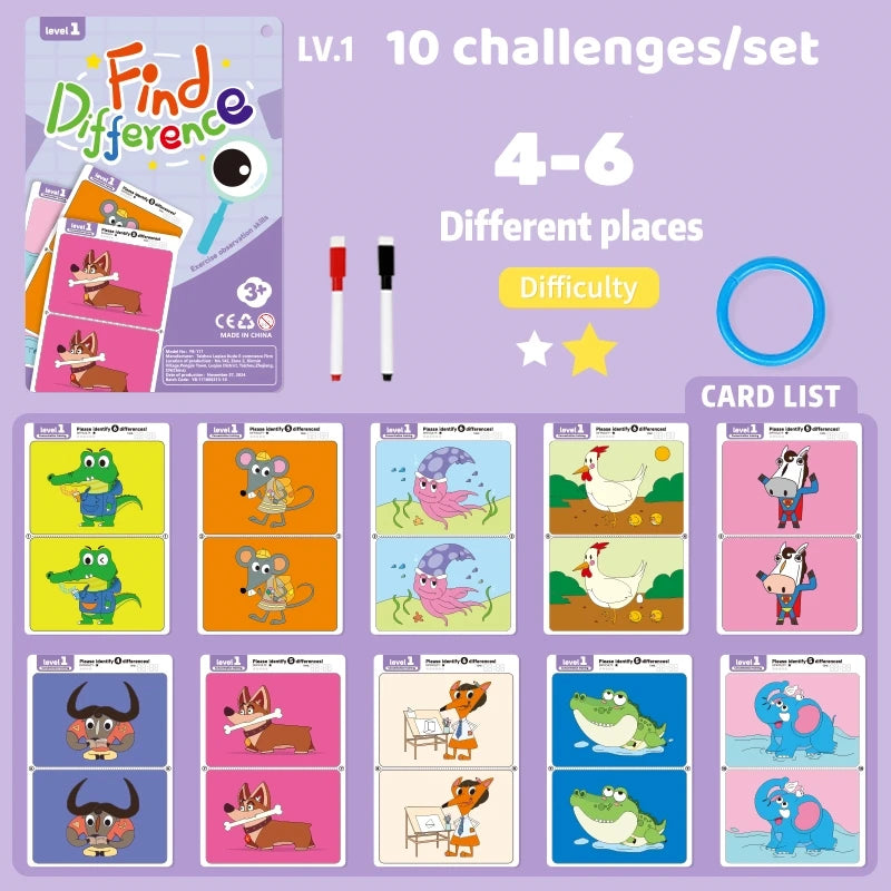 Find the Difference Game Concentration Training Puzzle Set