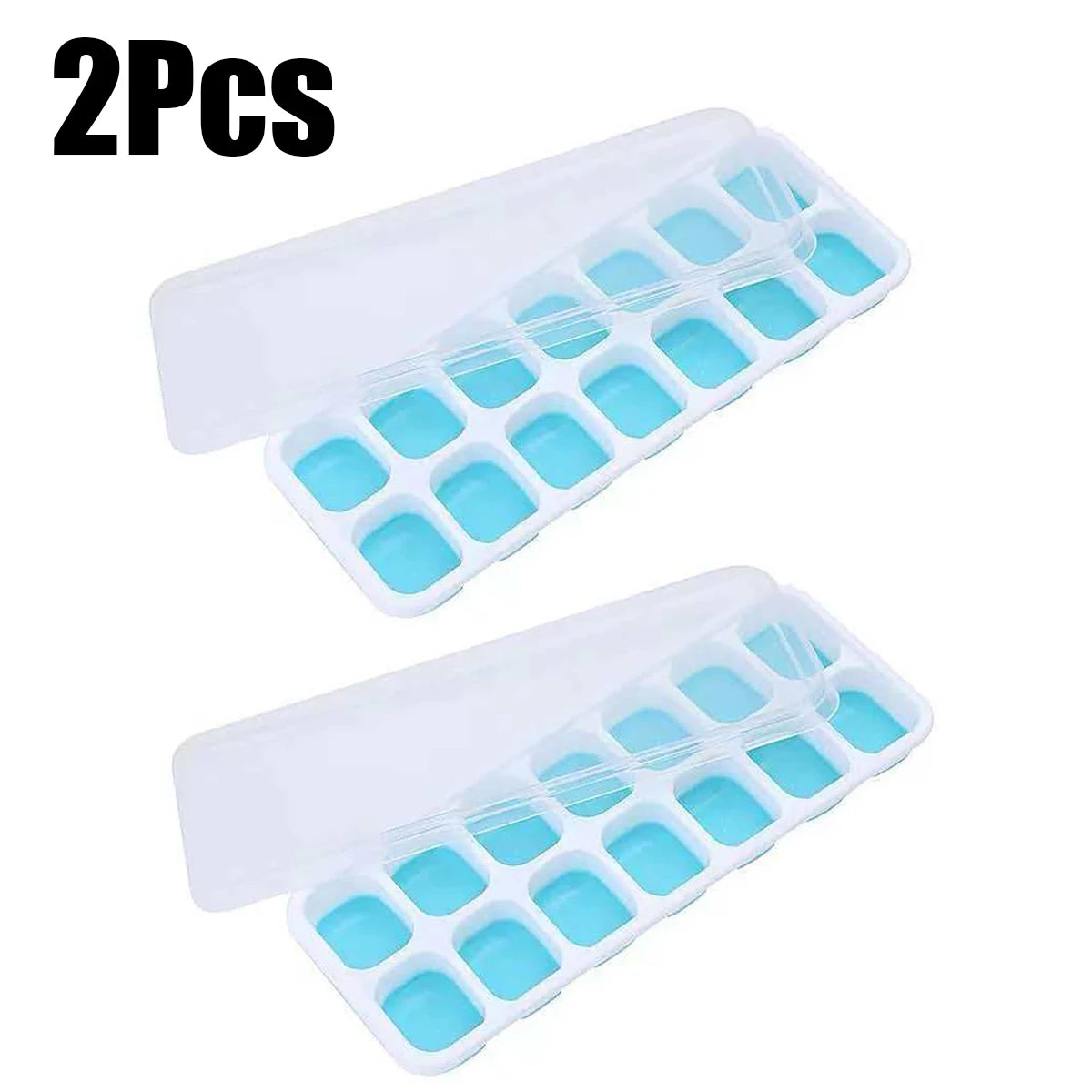 4-Pack Ice Cube Mold Set with Lids – 14-Compartment Silicone Ice Trays