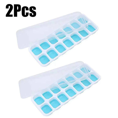 4-Pack Ice Cube Mold Set with Lids – 14-Compartment Silicone Ice Trays